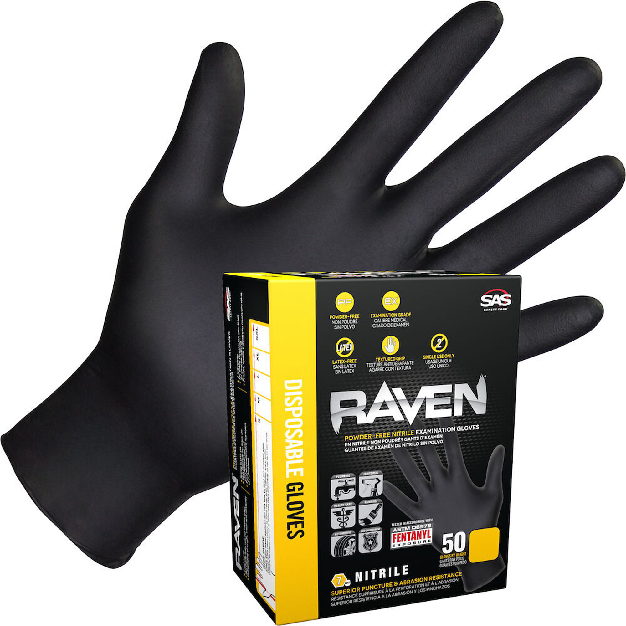 Raven Raven Gloves 50 Packs 7Mil PF Exam Textured